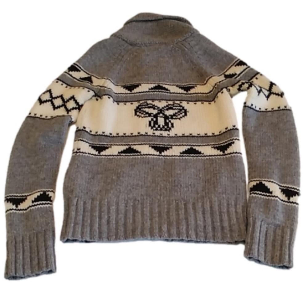 Aritzia TNA 100% Lambswool Grey Zip Up Cowichan Sea to Sky Women's S Sweater - Picture 5 of 13